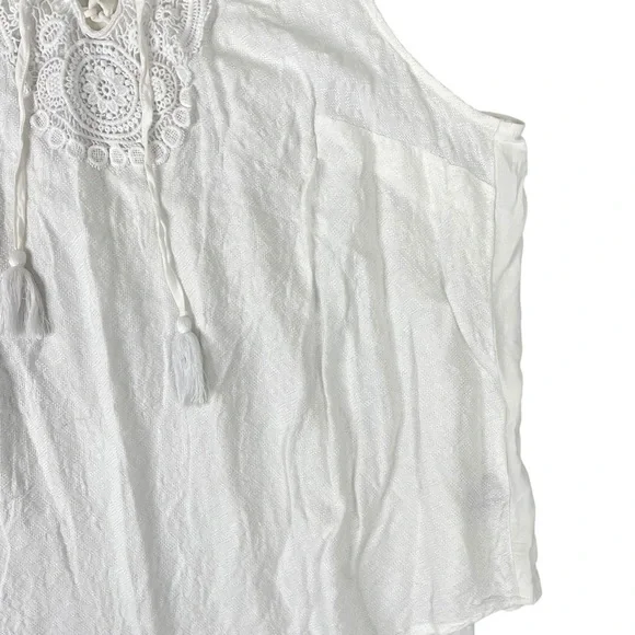 Torrid Top 2X Crochet Detail Lace Up Tank White Tassel Tie Flowy Sleeveless - Picture 4 of 12